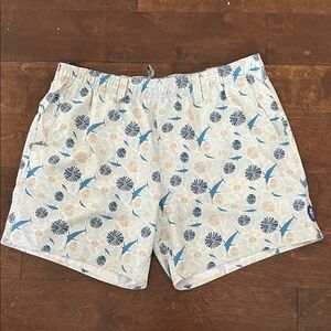 AFTCO Light Blue Floral & Navy Shark Swim Trunks